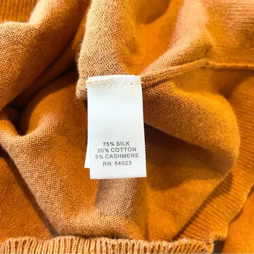 Banana Republic  Gold Orange Silk Cotton Cashmere Blend V-Neck Sweater Small