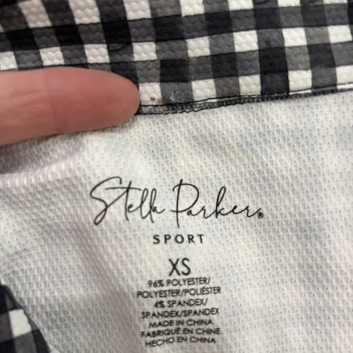 Stella Parker Vest Women XS Black White Gingham Full Zip Stretch Mock Neck UPF