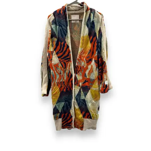 RTR Aldo Martins Naeba Geometric Multicolor Patchwork Long Sleeve Cardigan Sz 2 Orange