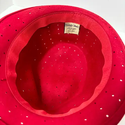 Midnight Velvet 100% Wool Fedora Red Hat with Bow