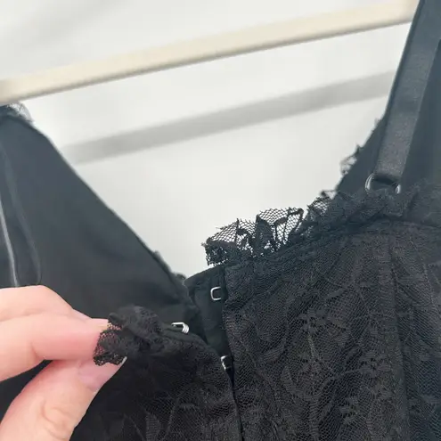 Mixed Threads Womens Y2K Black Lace Tie Front Corset Going Out Top Bustier XS