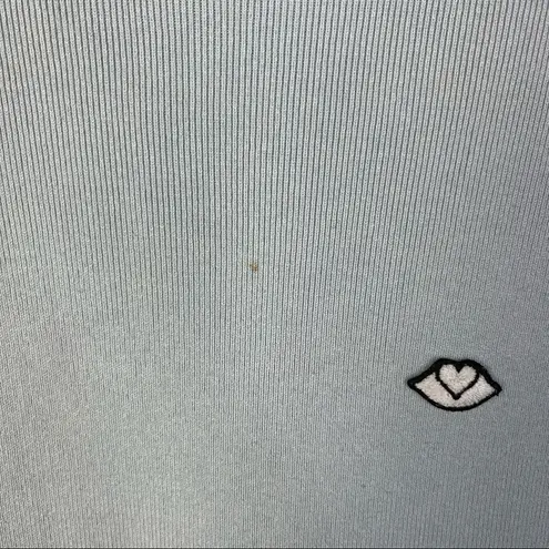 See By Chloe Blue Bisou Turtleneck Ribbed Long Sleeve Sweater Lip Detail S