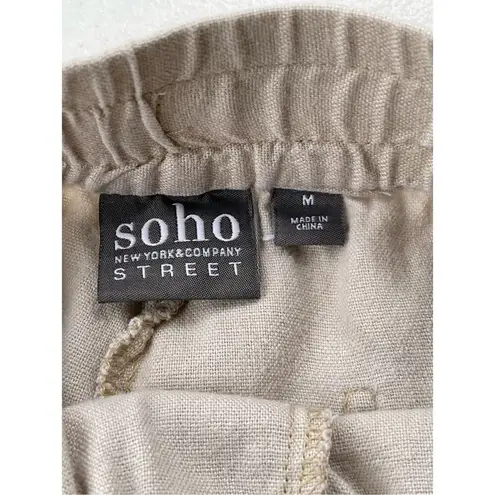 Soho  Khaki Tan Linen Blend Shorts Size Medium Drawstring