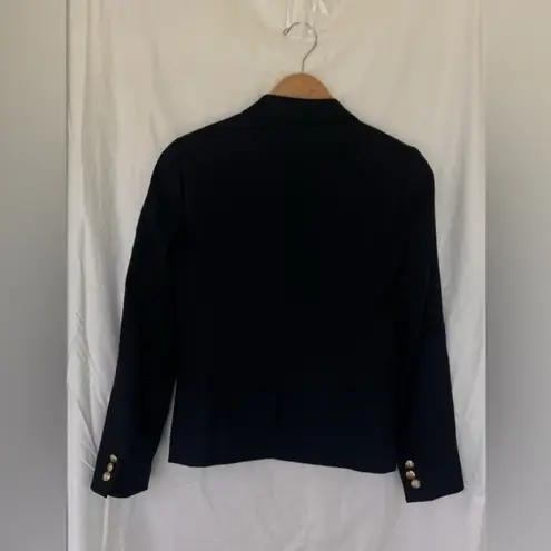J. Crew Schoolboy Blazer Wool Blend Jacket Size 0 Navy Blue Golden Buttons