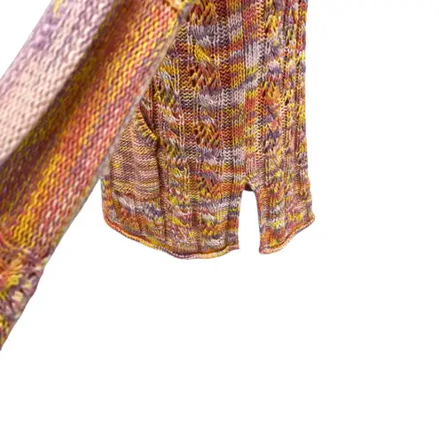 Ramy Brook Abby Marled Knit Hoodie Sweater Orange Pink Yellow Size Medium