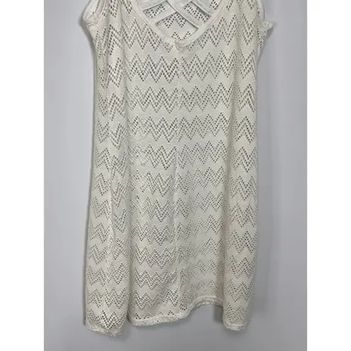 Women's Criss Cross Lace Tank Dress Swimsuit Beach Swim Cover Up White Medium White