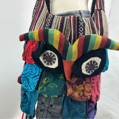 Vintage Y2K Boho Wearable Art Cross Body Bag Owl Colorful Design