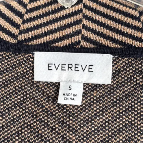 Evereve Knit Blazer Brown Black Herringbone Print Career Jacket Preppy Small