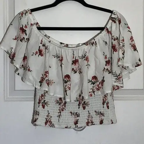 Riley & James White Floral Off Shoulder Top Large