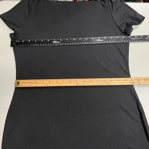 Black Ribbed Knit Dress Short Sleeve Crew Neck Casual Everyday XL SEE DESCRIPTI