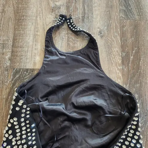 Retrofête Retrofete Aubin Studded Dress Black Halter Mini Size Large NWT Open Back - Image 7