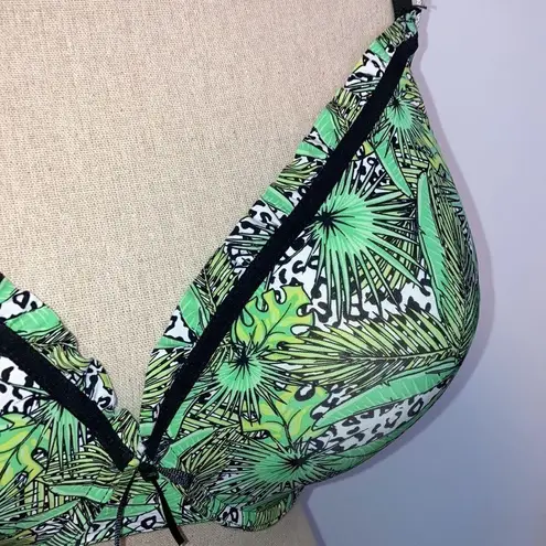 Rene Rofe Pure Beauty Underwire Bra Green & Black Foliage Animal Print 44 DD Size undefined
