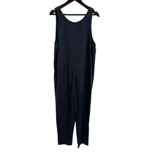 Jungmaven Hemp Button Front Jumper Overalls Large Blue