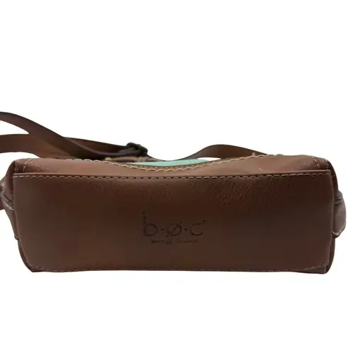BOC Brown & Blue Faux Leather Crossbody Bag Purse Circle Accent