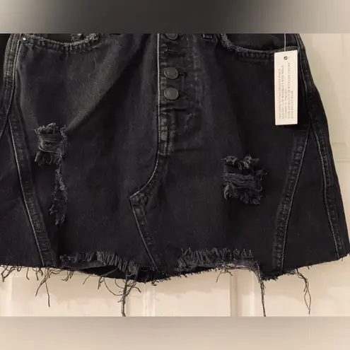 We The Free  People Rainn Black Denim Skirt