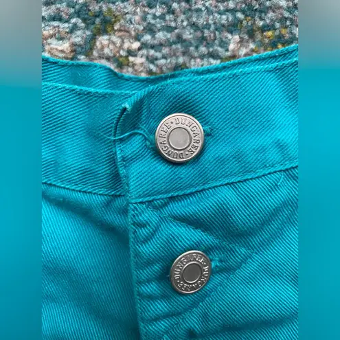 Vintage 90s Sostanza teal button fly high waist jean shorts, size 11/12