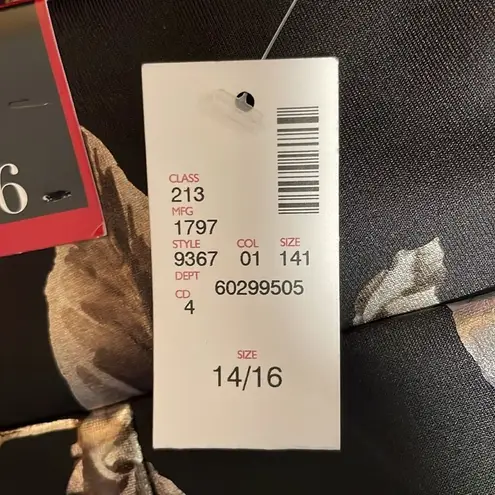 Avenue Metalic Floral Roses Pull On Pencil Skirt Black Gold Silver Women’s 14/16