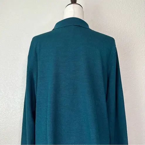 JM Collection Silk Blend Teal Snap Button Front Shacket Jacket
