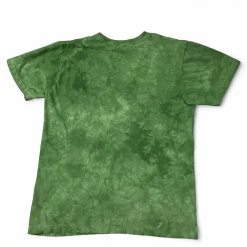 The Mountain Cat Face Graphic T Shirt Green Tie Dye Cotton Cat Lady