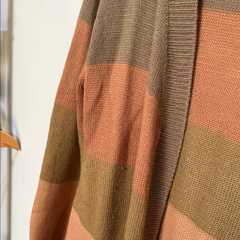 See and Be Seen Striped Multicolor Colorblock Cardigan Sweater Duster Orange Size M