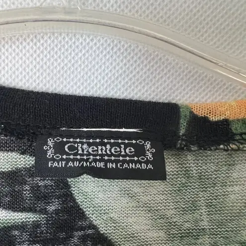 Vintage Y2K Clientele Top Womens Medium Floral Tropical Boho Cottagecore Beachy Black