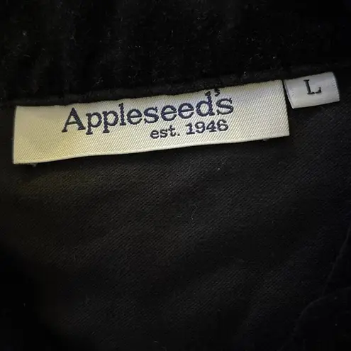 appleseed's Size L Black Velvet Button Front Shacket Shirt Jacket Pockets USA