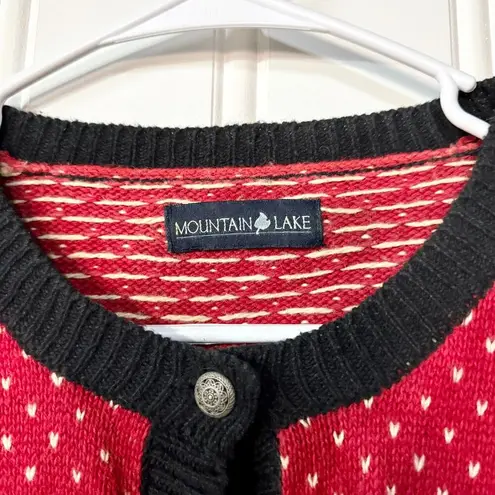 Mountain Lake VTG Sweater Women Size Medium Holiday Wool Knit Brass Button Down