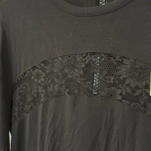 Givenchy Black Lace Accent Long Sleeve Tunic Dress