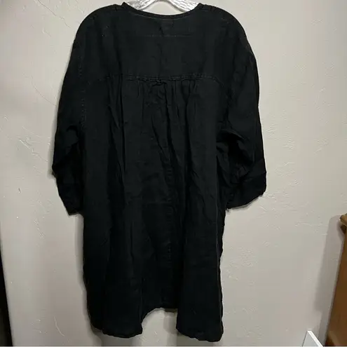 Meg by design Black Nzuri Linen Deep V Neck Ruched Lagenlook Tunic Size undefined