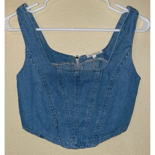 Denim Corset Crop Top Blue Size XS