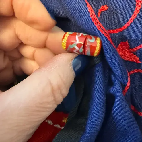 INDIGO MOON Patchwork Embroidered Blazer Jacket Aztec Boho 2X Vintage Red