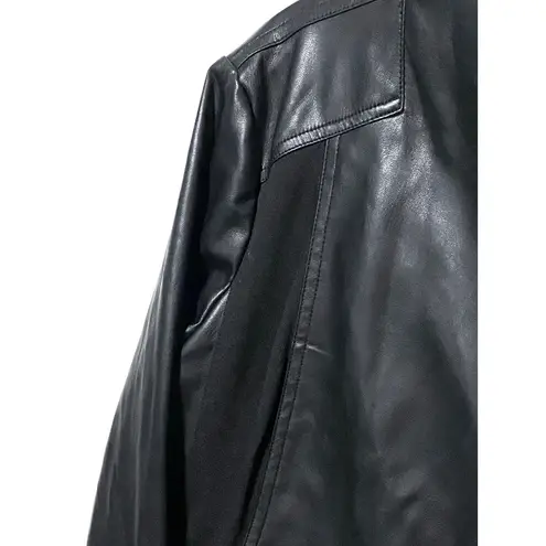 Kut From The Kloth  Open Drape Black Jacket Faux Leather Waterfall Collar XL