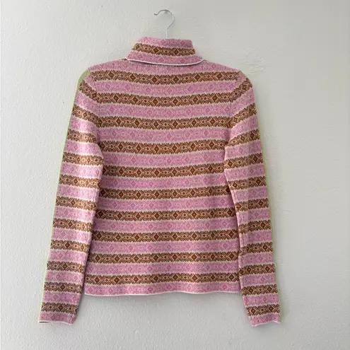 Anthropologie  Maeve | Ski Slope Turtleneck Sweater Pink Combo Small