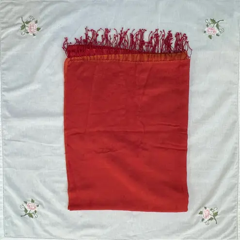 Bundle of Red, Orange, and Blue Silk Scarf/Pashmina Red