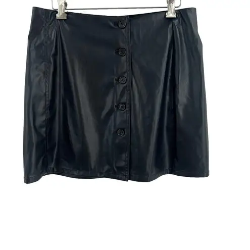 ATM Vegan Leather Wrap Skirt Black 8 New