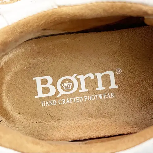 BORN Alma Leather Cream Textured Gum Sole Lace Up Sneakers Women’s Size 8.5 White