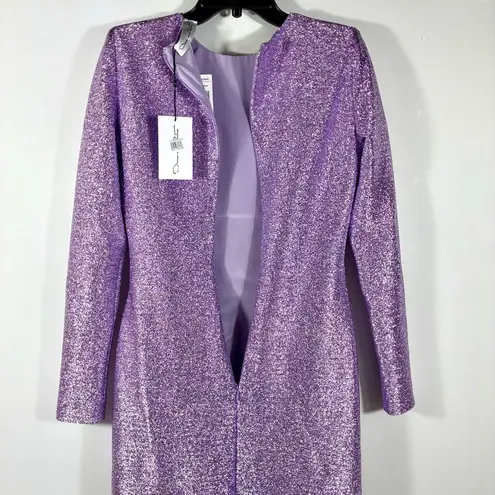 Oscar de la Renta Lame Column Gown Maxi Dress Metallic Lavender 6 NWT