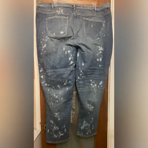 Lane Bryant  Women Plus Distressed Bleach Splatter Boyfriend Blue Jeans -28