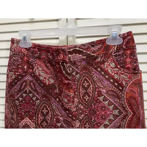 August Silk Paisley Red/Pink/Ivory Short Skirt Size 4 Pockets Zip