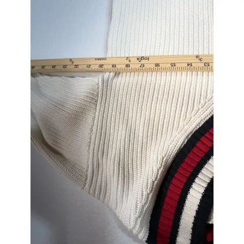 The Upside Cream White Red Blue Stripe V Neck Ribbed Sweater XS preppy college