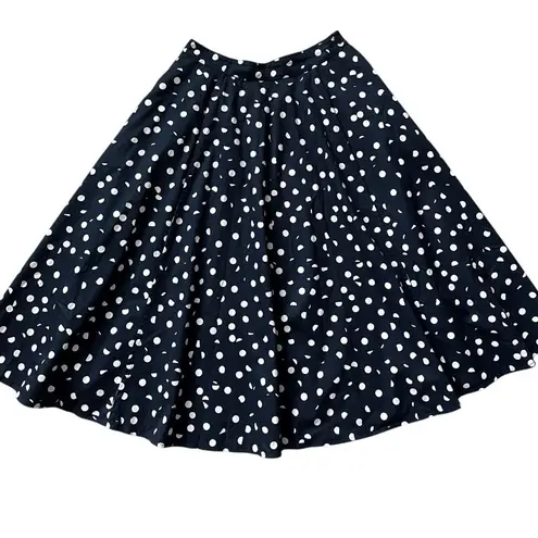 Kowtow Umbrella Skirt Polka Dots Navy & White Size 10 Blue