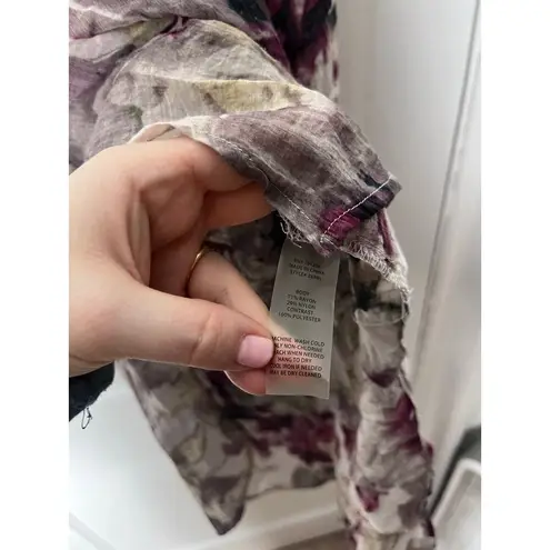 Soft Surroundings Floral Purple Western Long Sleeve Flowy Boho Tunic Top Small