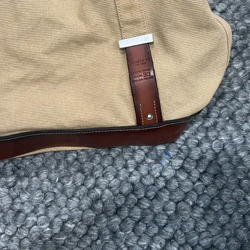 Polo Ralph Lauren Vintage 90's Canvas leather Tote Bag Multi Pocket Khaki Tan