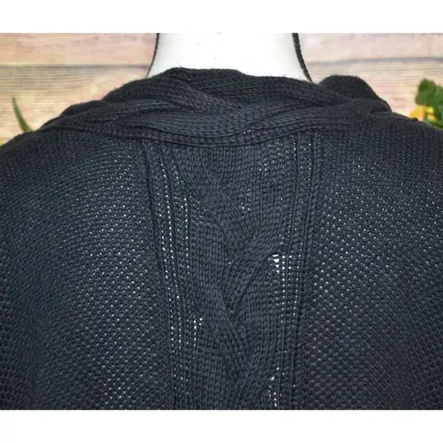 UGG Angeline XL Cape Poncho Ladies Black Cable Knit Sweater Arm Holes Pockets