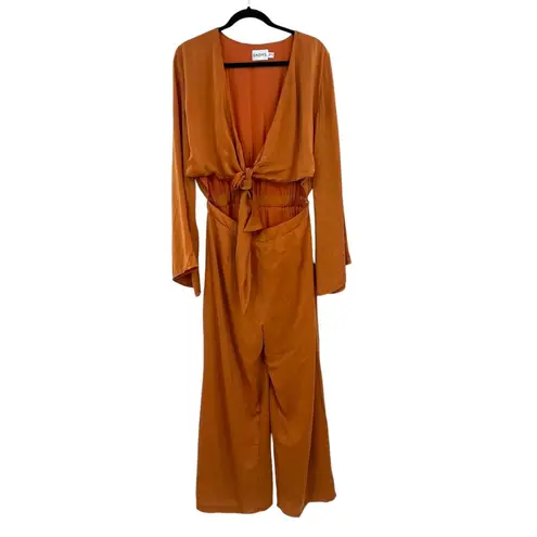 SNDYS Pluto Jumpsuit in Rust Orange Long Sleeve Tie Cut Out Size US 6