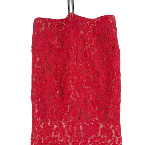 Eliza J Cap Sleeve Coral Lace Sheath Dress size 6 Short Sleeves V Neck