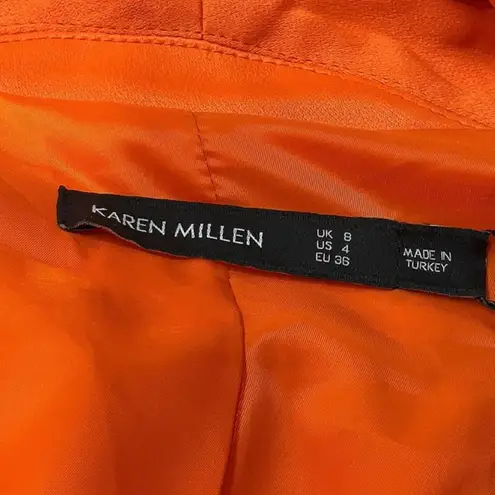 Karen Millen Tuxedo Long Sleeve Orange Jumpsuit Chic Wedding Bright Citrus sz 4