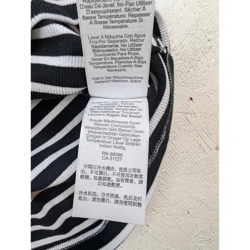 DKNY Jeans Womens Striped Long Sleeve Puff Sleeve Top XL Black