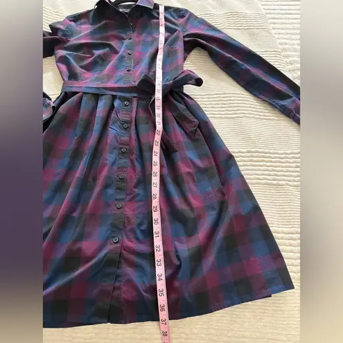Brooks Brothers Women’s Purple Black Blue Plaid Shirtdress Sz 2
