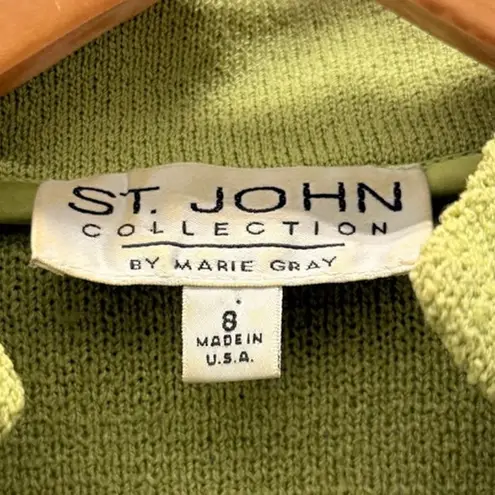 St. John 2000's Boucle Fringe Knit Zip Up Blazer US 8 Formal Outerwear